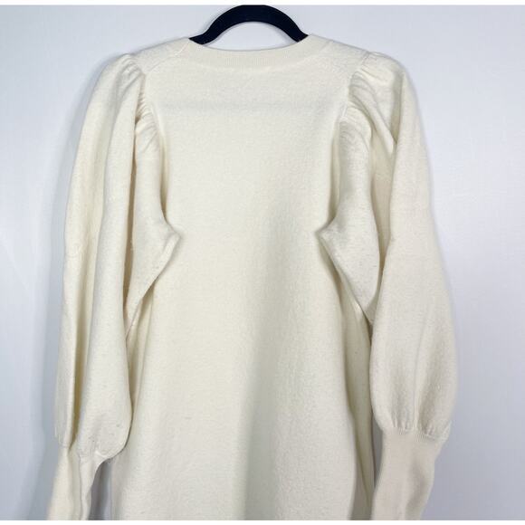 Ulla Johnson Medium M Cream Viviana Merino Wool Puff Sleeve Knit Sweater Dress - Picture 6 of 13